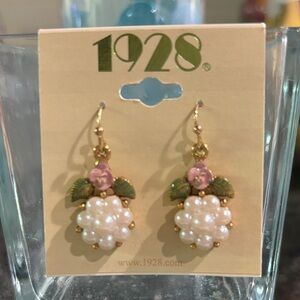 1928 Gold and Pink Floral Cluster Earrings